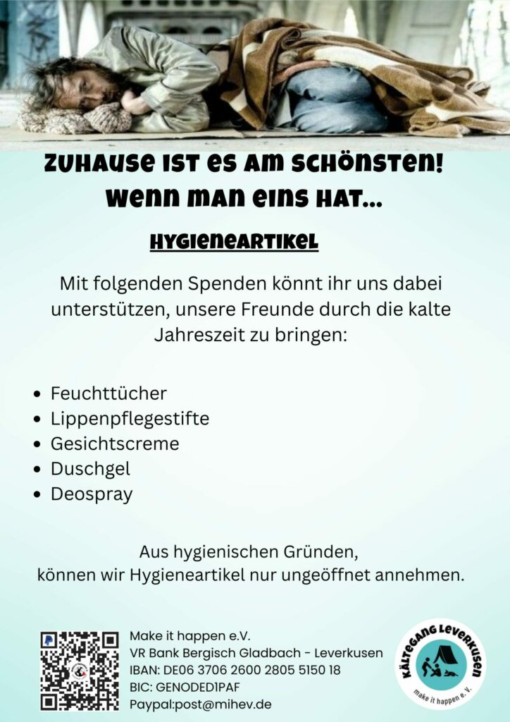 Sachspenden Hygieneartikel